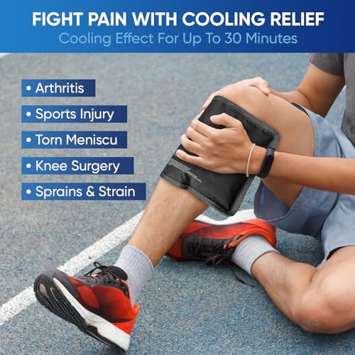 APEXUP Gel Ice Packs for Injuries Reusable, Flexible Double Sided Cold Packs for Injuries, Ice Pack for Knee, Shoulder, Back, Hip, Leg, Arm (Black, 8"x5.5", 2PK) - size: S-2PK (8"x5.5"), style: Black
