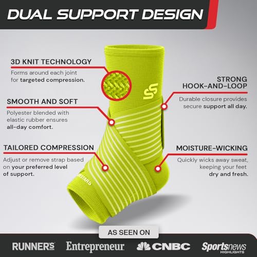 Sleeve Stars Ankle Brace Men & Women (Single/M:10"-12"/Neon Yellow Green) - color: Neon Yellow Green, size: Medium