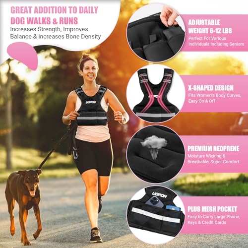 Adjustable Weighted Vest Women, 6-12 Lb Ruck Vest with 6 Ironsand weights - color: Black, size: 6-12 Lbs