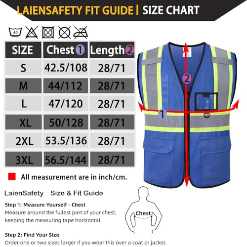 Hi Vis Reflective Safety Vest for Men Women,EK178,Blue,M - color: Blue, size: Medium
