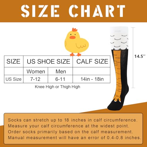 Junely Compression Socks for Women Knee High Stockings Funny Cute - color: Chicken Leg