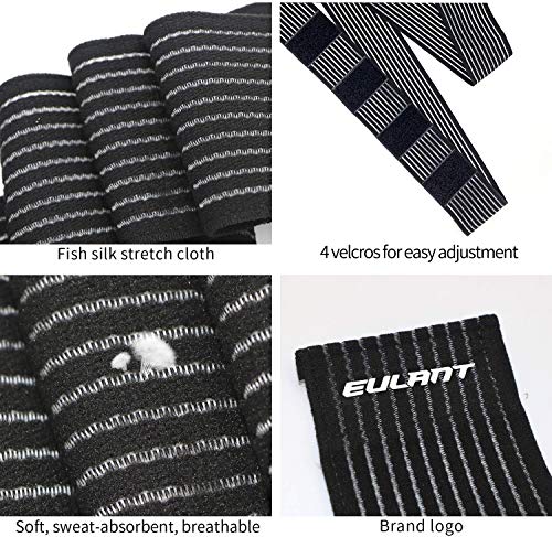 EULANT 90cm Elastic Knee/Calf Support Bandage Thigh Compression Wrap 1 Pair - color: Black, size: 90cm