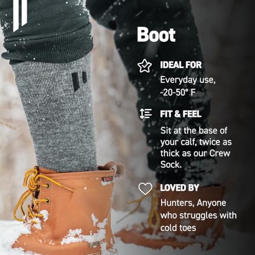 HOLLOW Alpaca Boot Socks for Men & Women, Moisture Wicking - color: Grey, size: Large