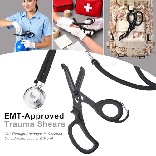 MEUUT Trauma Shears with Carabiner 7.5 Inch 2-Pack Medical Scissors - color: Black/Black+pink/Black