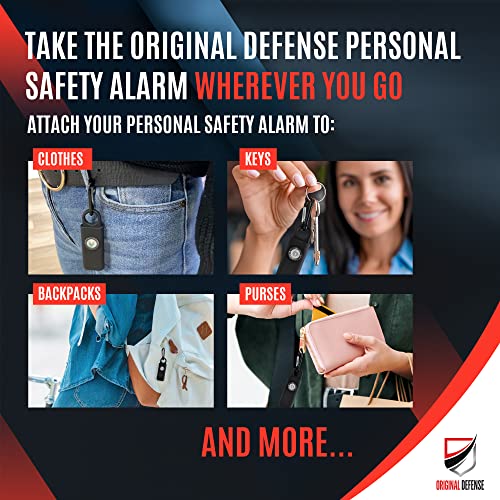 Original Defense® Siren Self-Defense Alarm - 130 dB Keychain Alarm with LED Strobe Light for Women, Children, and Elderly - Police Recommended - (Black, 1 Count) - color: Black