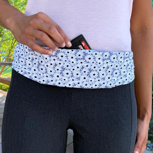 BANDI Running Belt for Women & Men – USA Made No-Bounce Adjustable Waist Pack & Secure Fanny Pack – Fits All Phones, Gels & Essentials – Zipper-Free, Medical Device Friendly - color: Daisy Chain