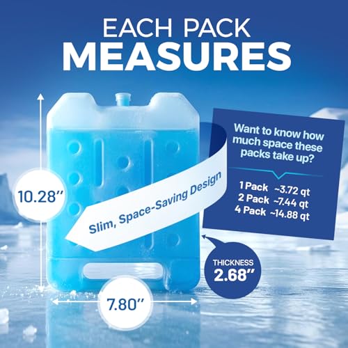 4 Pack Reusable Extra Large Ice Packs for Cooler, Long Lasting Freezer Packs for Camping, Beach, and Road Trips, Cooler Ice Packs BPA-Free Non-Toxic, 10.28"x 7.80" - size: XL 4-pack