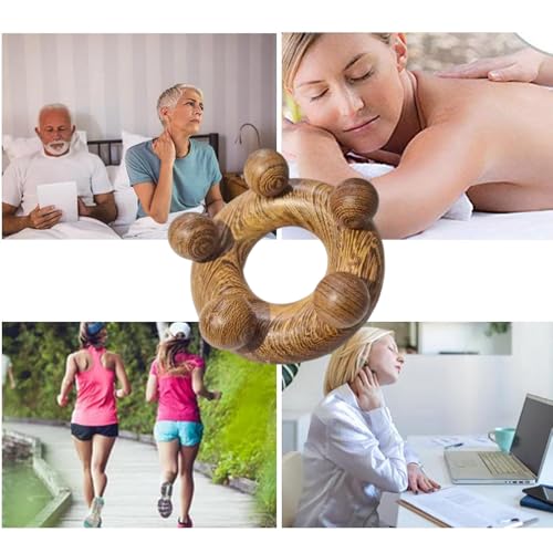 OULIGET Wood Therapy Abdominal Massage Tools,Lymphatic Drainage Massager, Body Sculpting Scraping Tools for Muscle Pain Relief, Anti Cellulite, Body Contouring and Shaping - style: Five Ball Massager