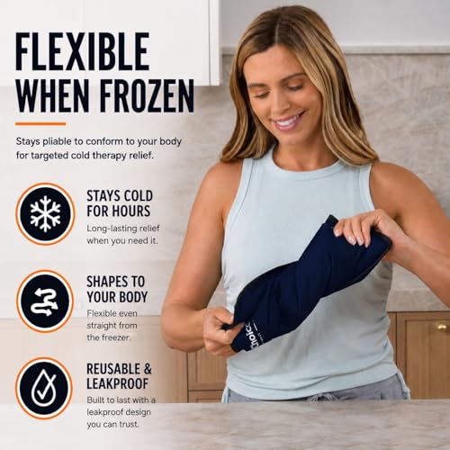 2 Pack Large Ice Packs for Injuries | 11" x 14.5" | Hot & Cold Pack | Reusable Gel Pack, Durable Construction, & Flexible When Frozen (Dark Blue, 11x14.5 Inch (Pack of 2)) - color: Dark Blue, size: 11x14.5 Inch (Pack of 2)