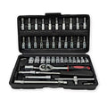 46PCS 1/4" Drive Socket Ratchet Wrench Set, Metric Bits, Extension Bar