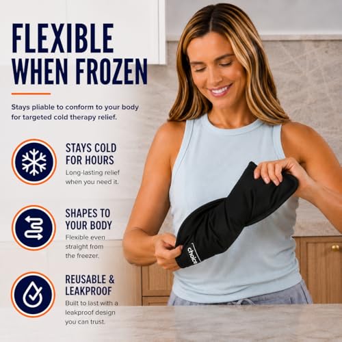 Rester's Choice Extra-Large Gel Ice Pack (13" x 21.5") - Reusable, Flexible, Durable - Ideal for Back, Shoulder, Knee (Black, 1 Pack, X-Large) - color: Black, size: 13x21.5 Inch (Pack of 1)