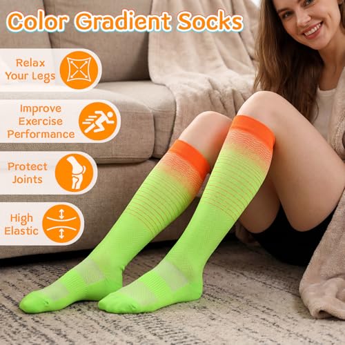 5 Pcs Women Compression Socks 15-20mmHg Knee High Socks - size: Large-X-Large