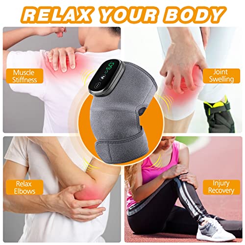 Cordless Knee Massager with Heat Vibration, Knee Heating Pad, Electric Heated Knee Brace Shoulder Heating Pads Elbow Wrap with 3 Heat Levels and Massage Modes - style: Pack of 1