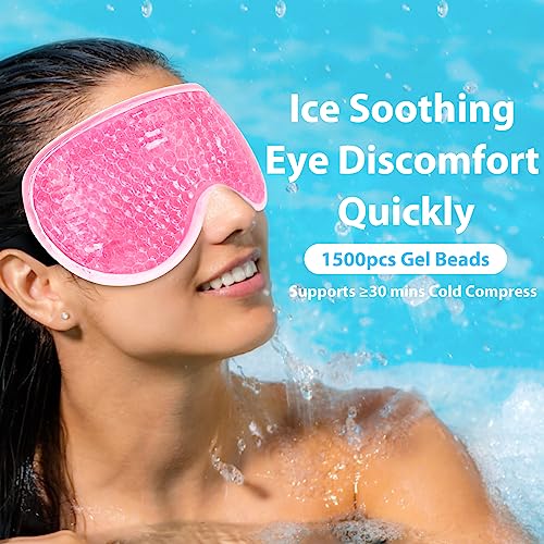 BeeVines Gel Eye Mask, Cooling Ice Masks for Puffy Eyes (2 Pack) - color: 001 Pink & Blue