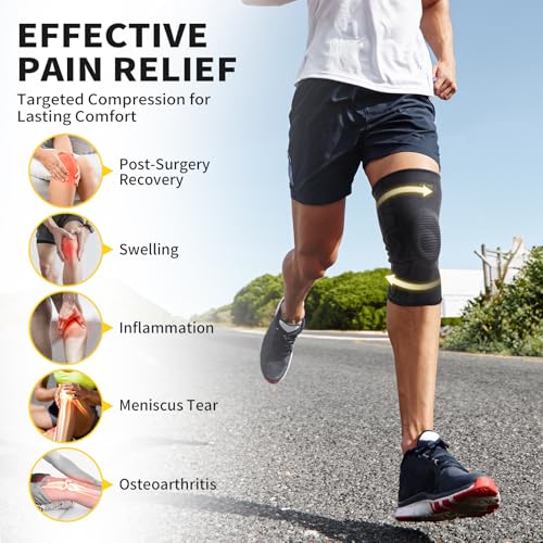 CAMBIVO 2-Pack Knee Brace for Men & Women, Compression Sleeve with Gel Pad - color: Black, size: XX-Large