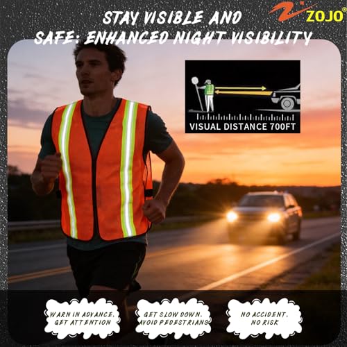 zojo High Visiblity Reflective Mesh Safety Vest Bulk 10 Pack - color: 10pcs-fluorescent Orange
