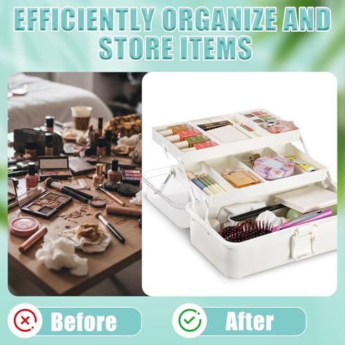 2 Pcs 13 Inch 3-Layer Tackle Box Organizer, Adjustable, White - color: White