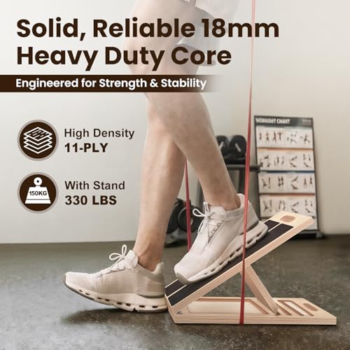Premium Adjustable Wooden Slant Board for Calf Stretching & Squats, 330lb