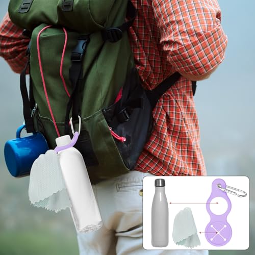 Water Bottle Hanging Buckle Clip [PCS] - Water Cup Holder with Towel Hook for Bike Portable Secure Bottle Holder - color: Purple