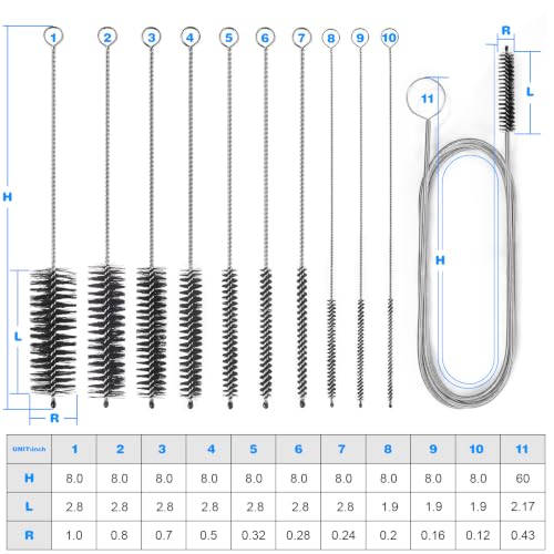 Ixiaoyoo 11 Pcs Cleaning Brushes Set, 8 Inch + 60 Inch Cleaner Brushes - color: 8 Inch + 60 Inch Black