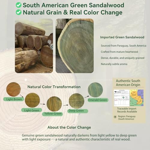 Natural Green Sandalwood Multi-Point Gua Sha Tool – Handheld Wooden Face, Scalp & Body Massage Tool, Trigger Point & Relaxation Accessory for Neck, Back & Legs, Gift-Ready Self-Care Tool - color: Sandalwood Quiet