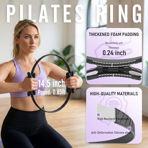 JKSHMYT Pilates Ring, 14.5 inch Magic Circle Pilates Equipment - color: Dark