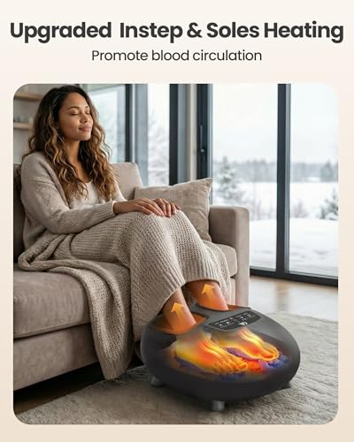 CILI Shiatsu FSA Foot Massager with Heat and Compression, Knead Rolling HSA Feet Massager for Neuropathy, Plantar Fasciitis, Remote Control, Up to Men Size 14" - color: Light Black