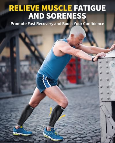 CAMBIVO Calf Compression Sleeve 3 Pairs Footless Compression Socks Running - color: Gray, size: Large-X-Large