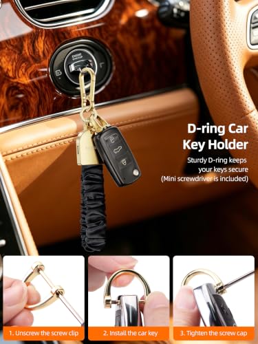 Keychain Wristlet, Works with Apple Find My, Rechargeable - color: Black+Gold