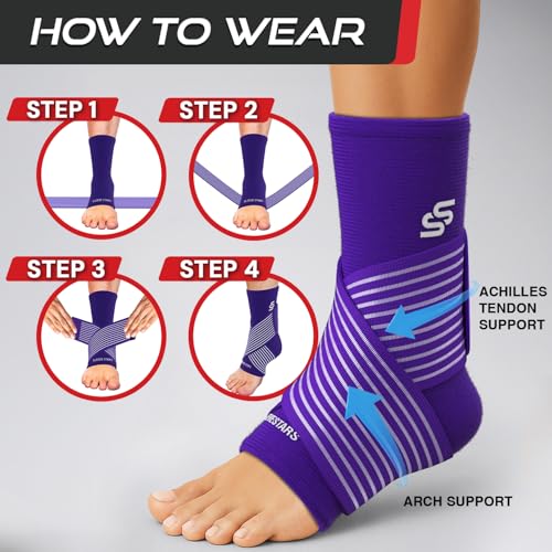 Sleeve Stars Ankle Brace Men & Women Support (Single/S:9"-10"/Dark Purple) - color: Dark Purple, size: Small