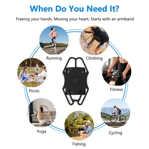 Wristband Phone Holder for Running, 360°Rotation & Detachable Sports Armband, Arm Band for Running, Fits 4''-6.5''Phone