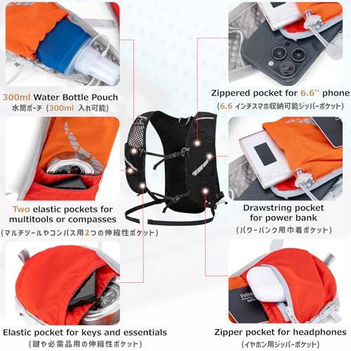 Azarxis Hiking Hydration Pack 5L Running Backpack Daypack Vest with 2L Water Bladder for Women Men Cycling Biking Trail Race (Grey with a 350ml Water Bottle) - color: #5 Grey with a 350ml Water Bottle