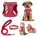 GAMUDA Small Pet Harness Collar and Leash Set, Step in No Chock No Pull Linen Fabric Soft Mesh Dog Vest Harnesses Reflective for Dogs Puppy Cats Kitten Rabbit (Red, XXS) - color: Red, size: XXS