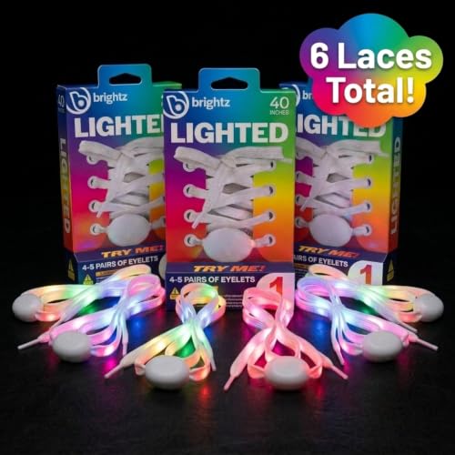 Brightz LED Light Up Shoelaces, Color Changing, 3 Pairs