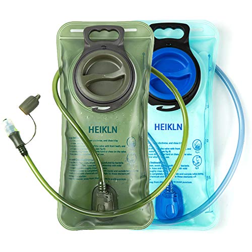 HEIKLN Hydration Bladder 1.5L-2L-2.5L-3L,Leak Proof Water Reservoir, BPA Free Military Water Storage Bladder Bag Hydration Pack Replacement Easy Clean for Bicycling Hiking Camping Hunting Running - color: 2L Blue Green