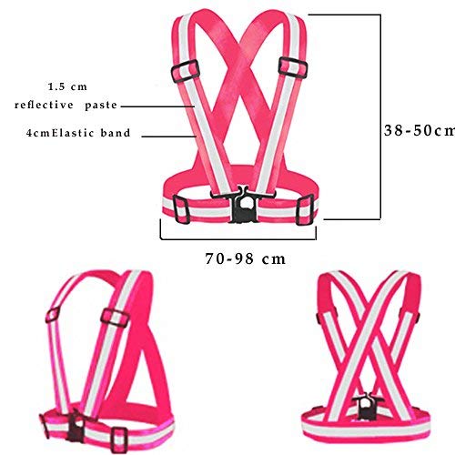 Reflective Vest with Hi Vis Bands, Fully Adjustable & Multi-Purpose: Running, Cycling, Motorcycle Safety, Dog Walking - High Visibility Pink 1PCS