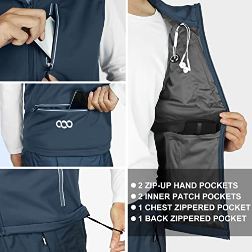 33,000ft Men's Windproof Lightweight Golf Vest Outerwear Sleeveless Jacket - color: Midnight Blue, size: Small