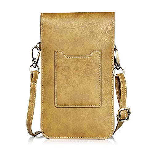 Small Cell Phone Purse, Synthetic Leather Crossbody Bag Dual Pockets Card Holder Neck Pouch with Adjustable Strap for iPhone X Xr 8 7 6s Plus, Galaxy S10 S9 S8 Plus, LG G8 ThinQ, Beige - color: 02 Beige