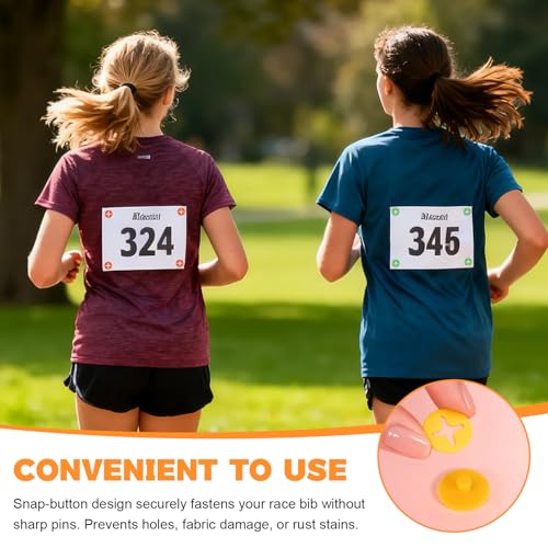 Running Bib Clips, 40Pcs Race Bib Holder, Race Number Buckle Fixing System for Runners, Marathon, Triathlon, Track and Field Events, Mixed Colors Fasteners, Secure Race Bib Attachment