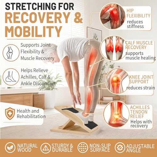 3-in-1 Wooden Slant Board, Calf Stretcher & Balance Board