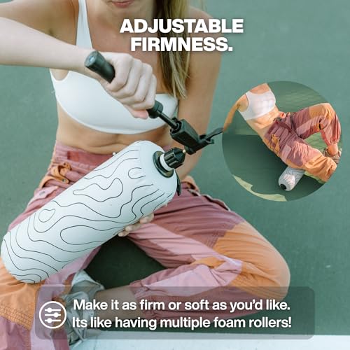 Inflatable Travel Foam Roller, 15 x 5 in, Topo Black - color: Topo Black