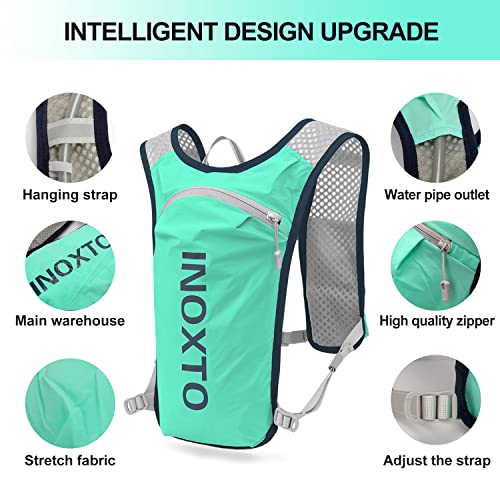 INOXTO Running Hydration Vest Backpack,Lightweight Insulated Pack with 1.5L Water Bladder Bag Daypack for Hiking Trail Running Cycling Race Marathon for Women Men - color: Lght green black