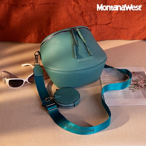 Montana West Crossbody Bag for Women, Vegan Leather Bum Bag with Coin Purse - color: Turquoise