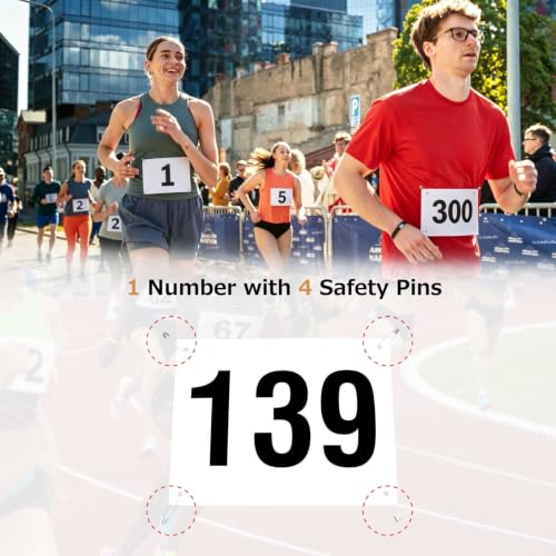 Azarxis Running Bib Competitor Numbers with Safety Pins, Tyvek Tearproof Waterproof 4"x7" / 6"x7.5" for Marathon Races Events - color: #02 [6"x7.5"] Numbers 001-200