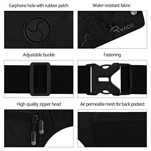 Ryaco Travel Money Belt, Slim RFID‑Blocking Hidden Waist Pouch - color: Black