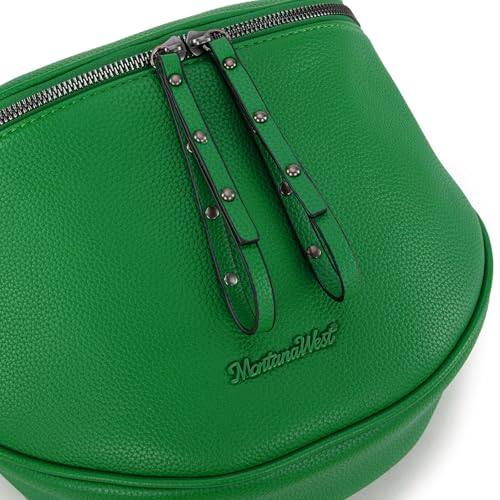 Montana West Crossbody Bag for Women, Vegan Leather Bum Bag with Coin Purse - color: Green