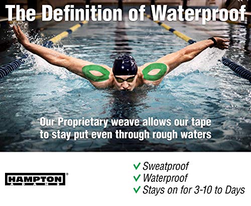 Hampton Adams | As Seen on Shark Tank | Elastic Kinesiology Tape (2-Pack) | Uncut Athletic Tape Supports & Protects Muscles Knees Shoulders & Plantar Fasciitis | Waterproof Hypoallergenic (Green) - color: Green, size: 2in x 16ft (2 Rolls)