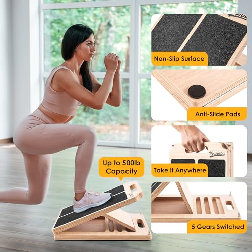 Wooden Slant Board for Calf Stretching,Adjustabl
