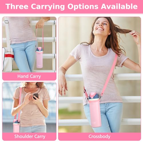 Accmor Water Bottle Strap Compatible with Owala Freesip Sway 30 oz 40 oz and Owala Freesip 24 oz 32 oz 40 oz, Adjustable Portable Water Bottle Handle Strap for Owala - color: pink