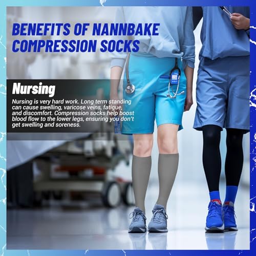 3 Pairs Compression Socks for Women & Men 15-20 mmHg, Knee High - color: 05 Black/Gray/White, size: Small-Medium